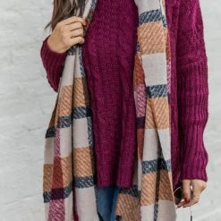 Budget 🧨 Pink Lily Knowing The Answer Plaid Scarf 👍