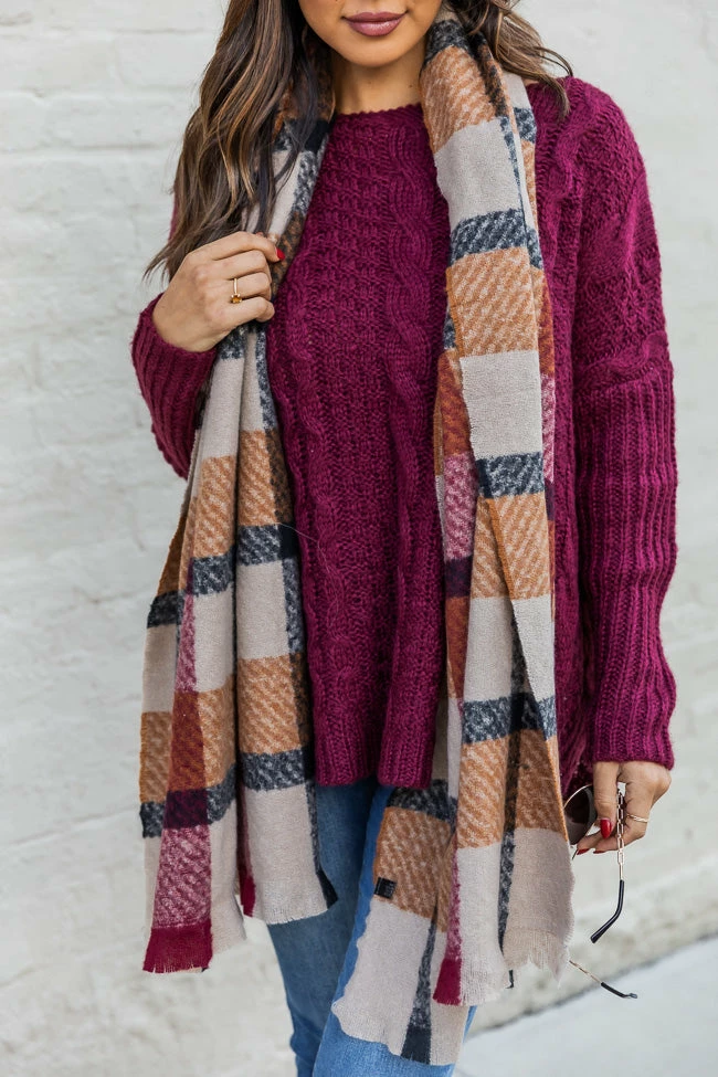 Budget ๐งจ Pink Lily Knowing The Answer Plaid Scarf ๐ 3 Budget ๐งจ Pink Lily Knowing The Answer Plaid Scarf ๐