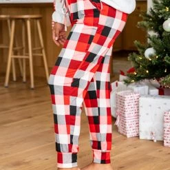 New 😍 Pink Lily Remarkable Kiss Red/Black Plaid Lounge Joggers 🤩 -Glam-girl Sales 177890 6 650x