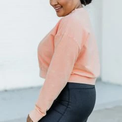 Coupon 🤩 Pink Lily Stellar Weekend Salmon Acid Wash Cropped Cord Sweatshirt 🤩 -Glam-girl Sales 179862 4 650x