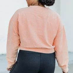 Coupon 🤩 Pink Lily Stellar Weekend Salmon Acid Wash Cropped Cord Sweatshirt 🤩 -Glam-girl Sales 179862 5 650x