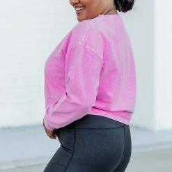 Brand new 😍 Pink Lily Stellar Weekend Pink Acid Wash Cropped Cord Sweatshirt 🤩 -Glam-girl Sales 179864 4 650x