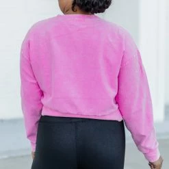 Brand new 😍 Pink Lily Stellar Weekend Pink Acid Wash Cropped Cord Sweatshirt 🤩 -Glam-girl Sales 179864 5 650x