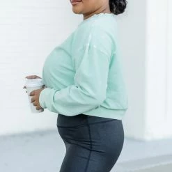 Cheapest 😉 Pink Lily Stellar Weekend Mint Acid Wash Cropped Cord Sweatshirt 🔔 -Glam-girl Sales 179866 6 650x