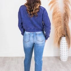 Best Sale 😍 Pink Lily Stellar Weekend Navy Acid Wash Cropped Cord Sweatshirt 😍 -Glam-girl Sales 179868 1 650x