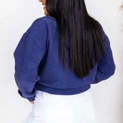 Best Sale 😍 Pink Lily Stellar Weekend Navy Acid Wash Cropped Cord Sweatshirt 😍 -Glam-girl Sales 179868 8 650x