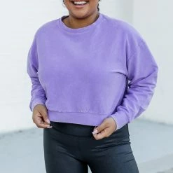 Cheapest 💯 Pink Lily Stellar Weekend Purple Acid Wash Cropped Cord Sweatshirt 😀 -Glam-girl Sales 179872 4 650x