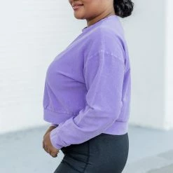 Cheapest 💯 Pink Lily Stellar Weekend Purple Acid Wash Cropped Cord Sweatshirt 😀 -Glam-girl Sales 179872 6 650x