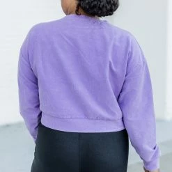 Cheapest 💯 Pink Lily Stellar Weekend Purple Acid Wash Cropped Cord Sweatshirt 😀 -Glam-girl Sales 179872 7 650x