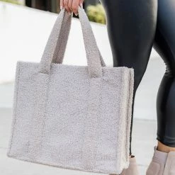 Buy ⌛ Pink Lily Make My Own Choices Light Taupe Teddy Tote FINAL SALE ⌛