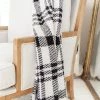 Deals ❤️ Pink Lily Make Me Believe Black And White Plaid Blanket 👍