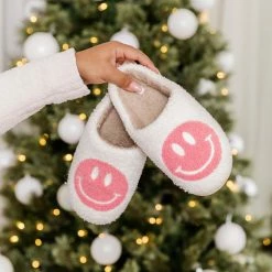 Best Pirce 😀 Pink Lily Pink Smiley Slippers 💯