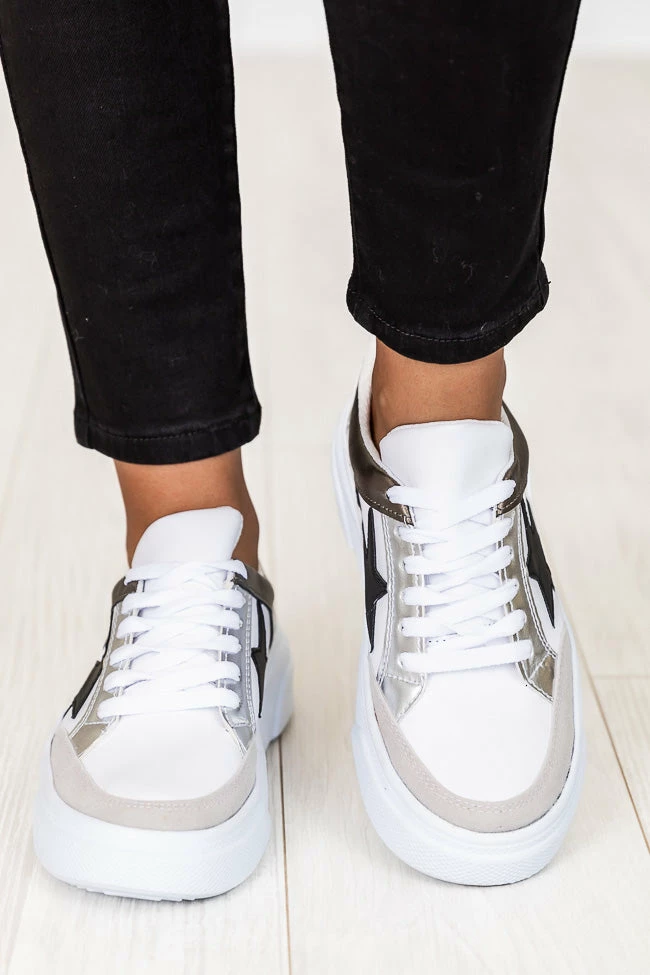 Cheap 😍 Pink Lily Cleo Pewter And Black Star 👟 Sneakers 😀 4 Cheap 😍 Pink Lily Cleo Pewter And Black Star 👟 Sneakers 😀 - Image 2