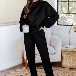 Cheapest 🔔 Pink Lily How Will I Know Black Lounge Pants 😉