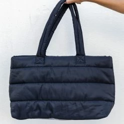 New π Pink Lily Out Of My Way Black Puffer Tote FINAL SALE π