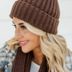 Cheapest 🔥 Pink Lily First In Line Brown Beanie And Scarf Set ✔️ -Glam-girl Sales 185302 5 650x