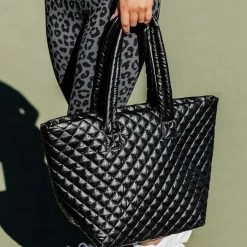 Wholesale 😀 Pink Lily Chase After You Black Quilted Tote 🛒