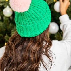 Brand new 🧨 Pink Lily All Toasty Inside Pink Pom Green Beanie FINAL SALE 🤩 -Glam-girl Sales 185558 3 650x