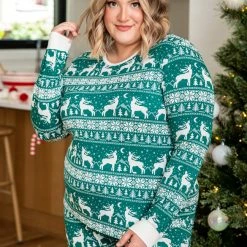 Budget 👏 Pink Lily Underneath The Tree Green ❄ Christmas Print Pajama Top 🔔 -Glam-girl Sales 185654 185656 8 83012c54 21d2 455c a4e6 e5108dc3a55e 650x