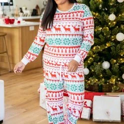 Best Sale ✔️ Pink Lily Santa Tell Me Red And Ivory ❄ Christmas Print Pajama Top 🥰 -Glam-girl Sales 185664 185666 13 650x