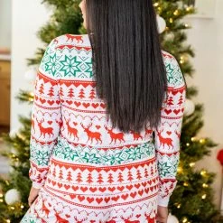 Best Sale ✔️ Pink Lily Santa Tell Me Red And Ivory ❄ Christmas Print Pajama Top 🥰 -Glam-girl Sales 185664 185666 17 650x