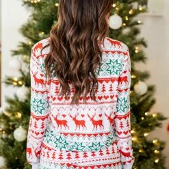 Best Sale ✔️ Pink Lily Santa Tell Me Red And Ivory ❄ Christmas Print Pajama Top 🥰 -Glam-girl Sales 185664 185666 8 650x