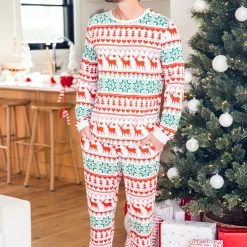 Best Pirce 🛒 Pink Lily Mens Santa Tell Me Red And Ivory 🎄 Christmas Print Pajama Joggers 🛒