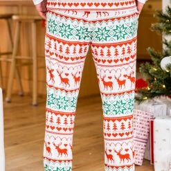 Best Pirce 🛒 Pink Lily Mens Santa Tell Me Red And Ivory 🎄 Christmas Print Pajama Joggers 🛒 -Glam-girl Sales 185668 185670 8 650x