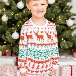 Deals 🌟 Pink Lily Kids Santa Tell Me Red And Ivory ❄ Christmas Print Pajama Set 👍