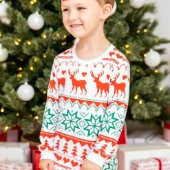 Deals 🌟 Pink Lily Kids Santa Tell Me Red And Ivory ❄ Christmas Print Pajama Set 👍 -Glam-girl Sales 185670 185672 kidssantatellme 19 650x