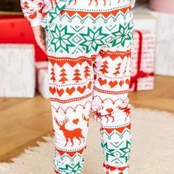 Deals 🌟 Pink Lily Kids Santa Tell Me Red And Ivory ❄ Christmas Print Pajama Set 👍 -Glam-girl Sales 185670 185672 kidssantatellme 23 650x