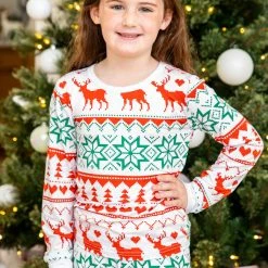 Deals 🌟 Pink Lily Kids Santa Tell Me Red And Ivory ❄ Christmas Print Pajama Set 👍 -Glam-girl Sales 185670 185672 kidssantatellme 5 650x