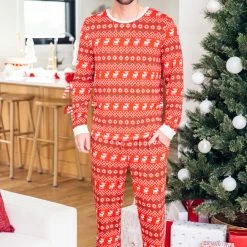 Best reviews of 🛒 Pink Lily Mens Home For The Holidays Red 🎄 Christmas Print Pajama Joggers 🎁