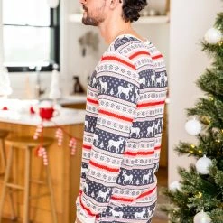 New ❤️ Pink Lily Mens Holly And Jolly Charcoal 🔔 Christmas Print Pajama Top 😀 -Glam-girl Sales 185688 185690 7 650x