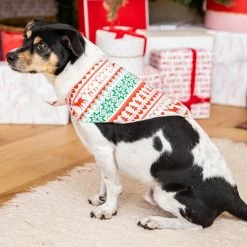 Deals 😍 Pink Lily Santa Tell Me Red And Ivory 🎄 Christmas Print Pet Bandana 🛒 -Glam-girl Sales 185716 4 650x