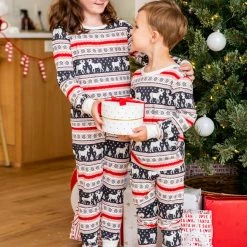 Buy 🛒 Pink Lily Kids Holly And Jolly Charcoal ❄ Christmas Print Pajama Set 😍
