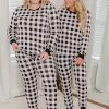 Flash Sale 🎁 Pink Lily In Your Mind Beige/Black Plaid Pajama Top ✨
