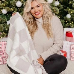 Coupon 🤩 Pink Lily Baby's Make Me Warm Taupe Checkered Blanket 😉 -Glam-girl Sales 185970 3 650x