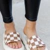 New 🛒 Pink Lily Alma Brown Jelly Checkered Slides 🥰