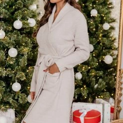 Best Sale 🤩 Pink Lily Making Snow Angels Grey Robe 👏 -Glam-girl Sales 186038 12 650x