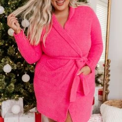 Promo 🎁 Pink Lily Making Snow Angels Hot Pink Robe 👍