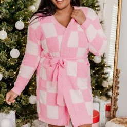 Cheapest ⭐ Pink Lily Making Snow Angels Pink Checkered Robe 🎉