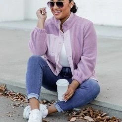 Budget 😍 Pink Lily Making Time For Me Purple Sherpa Jacket ⌛