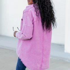 Cheap 🤩 Pink Lily Keep Me Grounded Purple Frayed Edge Cord Shacket ⌛ -Glam-girl Sales 186240 15 650x