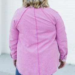 Cheap 🤩 Pink Lily Keep Me Grounded Purple Frayed Edge Cord Shacket ⌛ -Glam-girl Sales 186240 16 650x