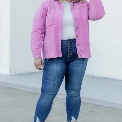 Cheap 🤩 Pink Lily Keep Me Grounded Purple Frayed Edge Cord Shacket ⌛ -Glam-girl Sales 186240 18 650x