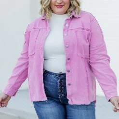 Cheap 🤩 Pink Lily Keep Me Grounded Purple Frayed Edge Cord Shacket ⌛ -Glam-girl Sales 186240 19 650x