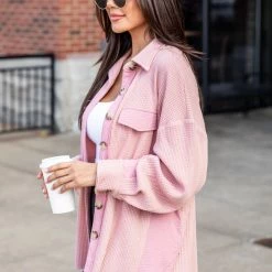 Buy 🔥 Pink Lily Change The Game Mauve Waffle Knit Shacket 🎁 -Glam-girl Sales 186252 172298 21 650x