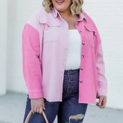 Top 10 ✨ Pink Lily On The Way Pink Colorblock Corduroy Shacket 🥰