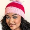 Top 10 ⭐ Pink Lily Dream Of You Purple And Pink Colorblock Pom Beanie FINAL SALE 😀